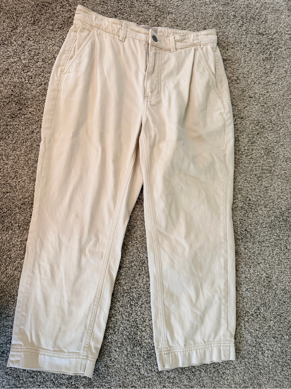 GT-0114 Everlane Utility Straight Leg Pants 8 Bone Cream High Rise Crop